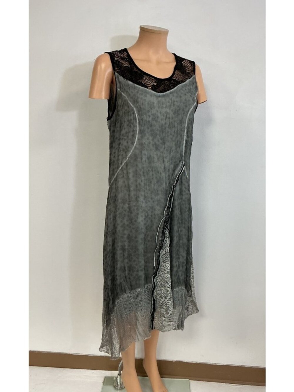 Whimsigoth Y2K Dress Sheer Handkerchief Hem Womens Medium